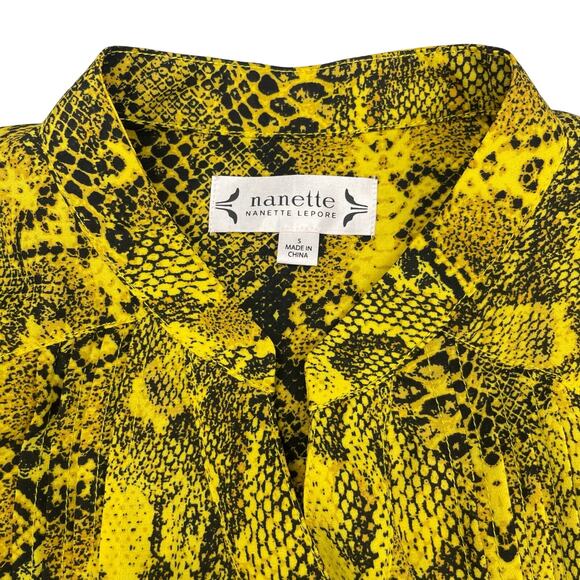 NWT NANETTE Nanette Lepore Snakeskin Button-Down Mandarin Collar Blouse Sz Small - Picture 5 of 6